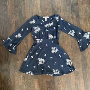 Mimi Chica Midnight Blue Dress with Ivory Floral
